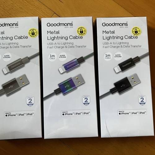 【全新現貨】Goodmans 1M 金屬編織 Lightning 充電線 / 數據線 (USB-A to Lightning)
