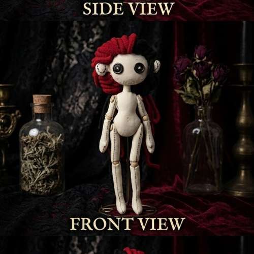 睇下文‼️Gothic Dark Aesthetic Plush Doll (30cm) &ndash; Crimson Red & Black 哥德...