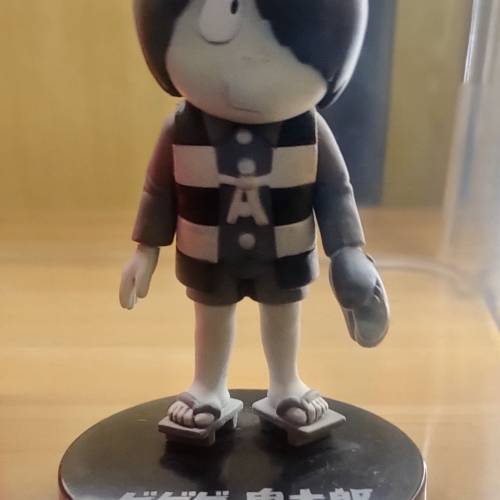 Rare retro 稀有黑白版鬼太郎60's形態figure+日本Towel Records特別版可分離目玉爸...
