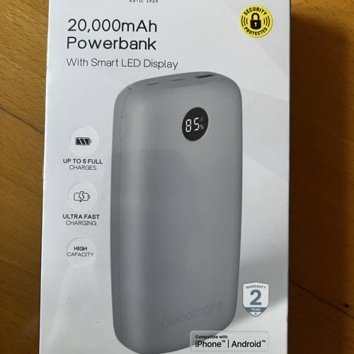 【全新未拆封】Goodmans 20,000mAh 大容量行動電源 附智能LED電量顯示