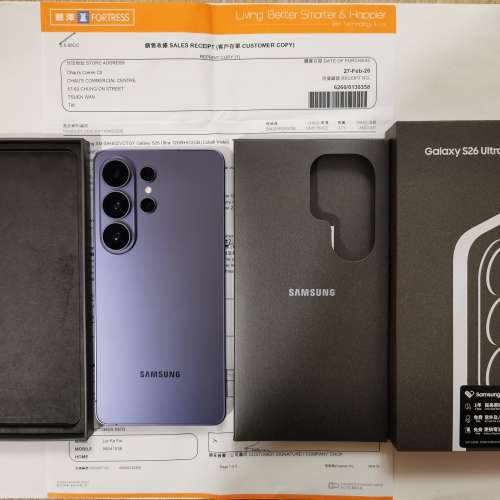 極新,512GB,香港行貨,紫色Samsung galaxy s26 ultra s26u 雙卡 5G, 有盒有單