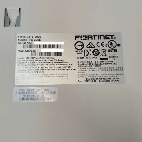 Fortinet Fortigate 300E FG-300E Firewall 防火牆