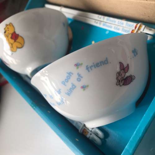 🍚🥢 Winnie The Pooh Ceramic Bowl Chopsticks Set NEW 全新 全新 陶瓷碗 🍚 筷子...