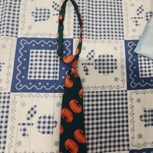 綠色南瓜印花拉鍊領帶 28cm Green pumpkin print zip-up necktie 28cm