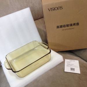 🥘 VISIONS Glass Ceramic Pot 2L 26x22x6.8cm NEW 全新 康寧 双耳玻璃烤盘 高硼硅...