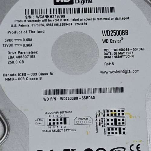Western Digital WD 3.5吋外置硬碟連火牛及連接線; WD Caviar hard drive 操作正常...