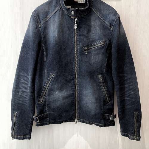 日本潮牌 JACKROSE  x The Rolling Stones 男装 Biker 牛仔褸 仿舊深藍色 Denim Ja...