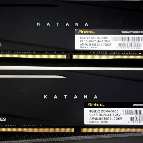 Antec Katana DDR4 3600 CL18 8Gx2 16G kit Ram RGB - 二手或全新RAM