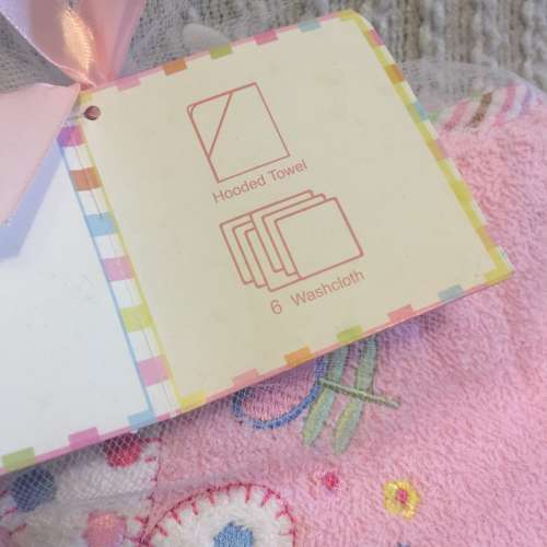 Hooded Bath Towel WashCloths Gift Set for Newborns PINK NEW 全新嬰兒毛巾套裝 ...