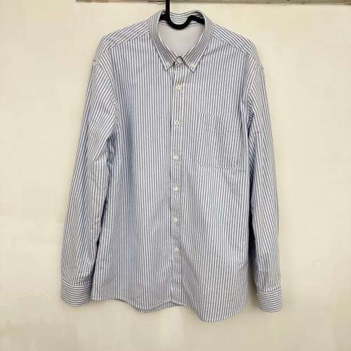 100%全新︰男裝藍白直條（Fleece內里，衫袖都有）恤衫 Size M~L - 夠哂保暖！