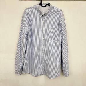 100%全新︰男裝藍白直條（Fleece內里，衫袖都有）恤衫 Size M~L - 夠哂保暖！