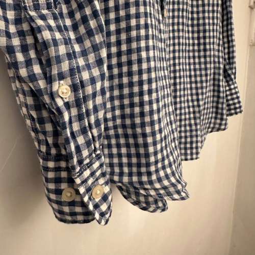 95% NEW - Uniqlo Men Blue/White Linen Shirt Size M - 男裝麻質長袖恤衫