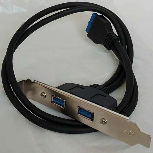 主機板組件：USB3.0 19/20Pin 轉 2口 USB3.0 轉接線, 30cm / 50cm