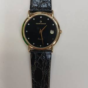 罕有全新Swiss Claude Bernard Ultra-Slim Quatz Watch W/ Leather Strap