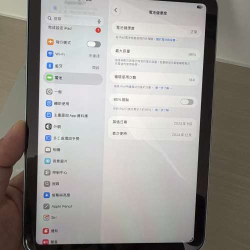iPad mini a17pro 256gb,備機少會用，電池健康度96，完美冇花，所有正常！不議價！