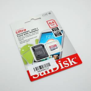 SanDisk Ultra C10 UHS-I microSDXC 記憶卡 with SD Adapter 64GB [R:80]