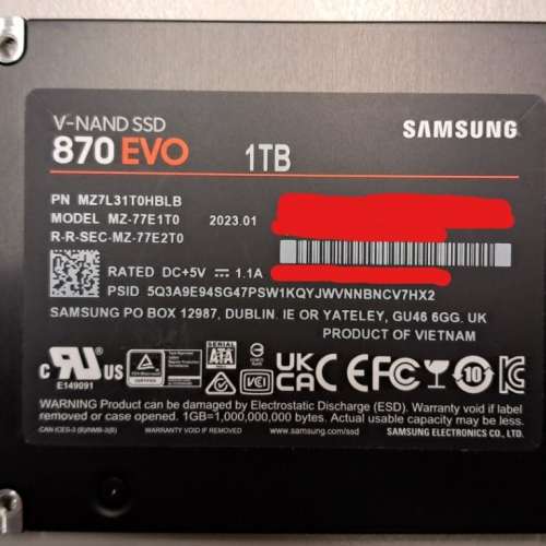 Samsung SSD 870 EVO 1TB SATA III 2.5" SSD Samsung SSD 870 EVO 1TB SATA III 固...