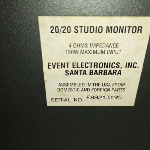 Event 20/20 studio monitor 正常pm