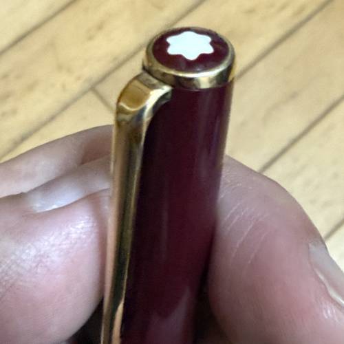 「萬寶龍 Montblanc Classic 古董原子筆 酒紅色金夾 1980年代西德製 正品 旋轉出芯...