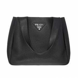 Prada Soft Vitello Daino Dynamique Tote Large Black
