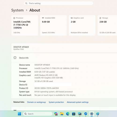 Dell i7-7700/8GB/256SSD 送全新無線滑鼠