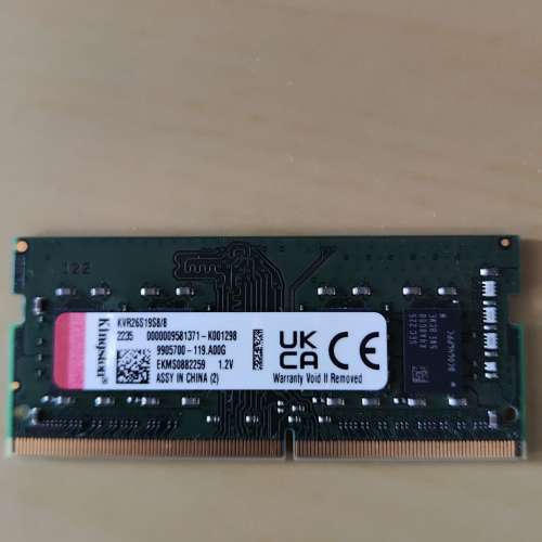 金士頓（Kingston）DDR4 2666MHz 8GB 筆記型電腦記憶體（SO-DIMM）