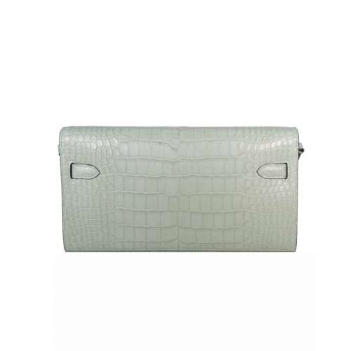 Herm&egrave;s Alligator Kelly To Go Wallet On Strap Green