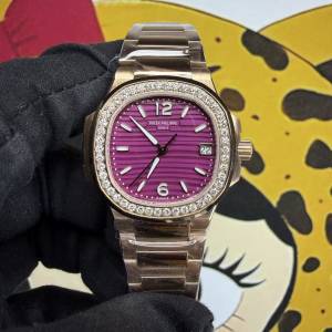 PATEK PHILIPPE 百達翡麗 Nautilus 鸚鵡螺7118/1200R-011 玫瑰金鑲鑽紫粉盤