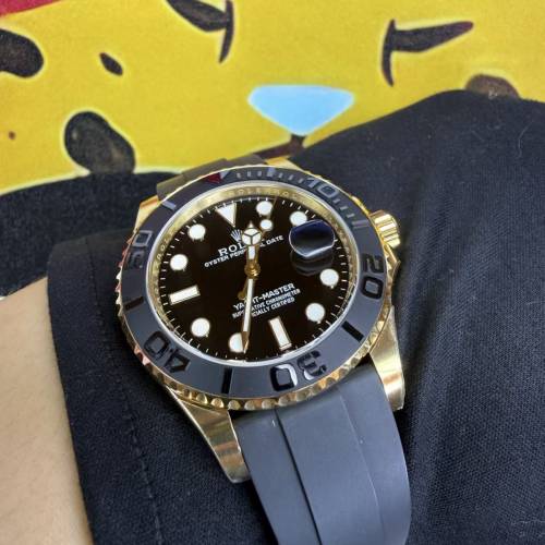 Rolex 勞力士 Yacht‑Master 226658-0001 黃金黑盤膠帶