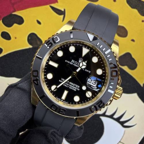 Rolex 勞力士 Yacht‑Master 226658-0001 黃金黑盤膠帶