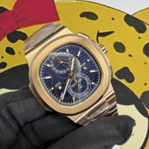 PATEK PHILIPPE 百達翡麗 Nautilus 鸚鵡螺5990/1R-001 玫瑰金藍面 計時兩地時
