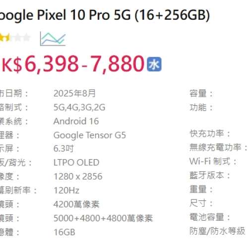 Google Pixel 10 Pro 5G GA10316-CA (16+256GB) 綠色 99%新