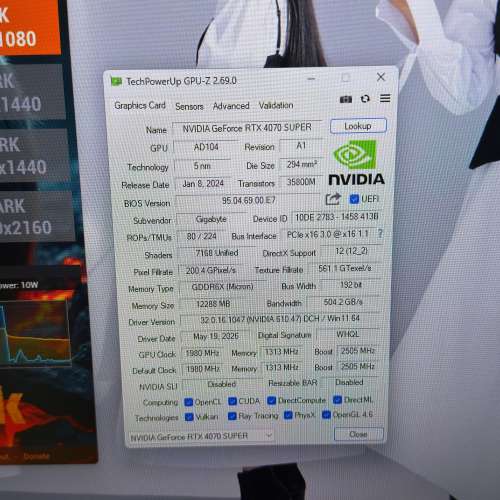 【放售】 Gigabyte GeForce RTX 4070 SUPER WINDFORCE OC 12G GDDR6X