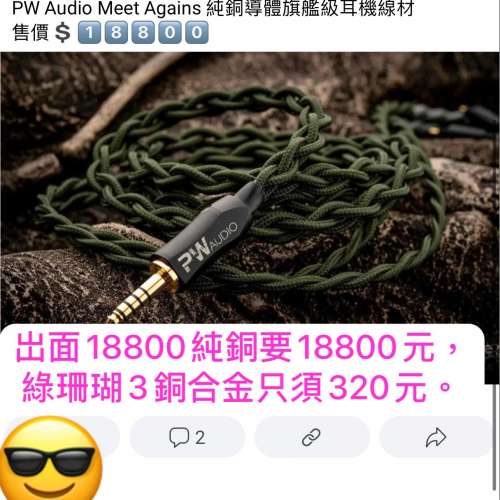 (耳機升級線:綠珊瑚)三銅疊加，銅製聲場，極度開揚，銅銅相扣，帝銅插頭，擴大聲場...