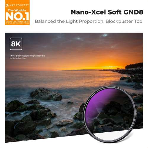 K&F NANO-X Soft GND8 Soft Graduated Neutral Density Filter (3-Stop) - 49mm To 82