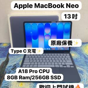 （超輕薄🔥MacBook Neo)APPLE  MacBook Neo A18 Pro CPU/ 8GB Ram/256GB SSD/5核心...