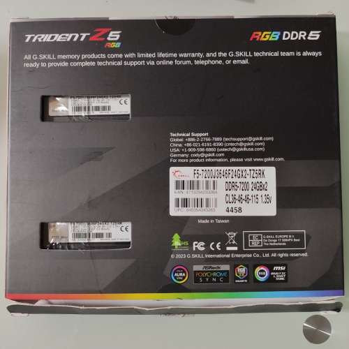 g.skill Trident Z5 RGB DDR5 7200MHz 48GB (24GBx2) RAM