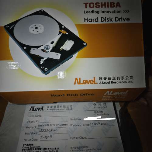 東芝MG09ACA16TE. 16TB HDD   9成新有保  健康正常