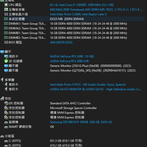 極新淨 I5 13600KF MSI Z690 RTX 3080 (Not 2060 2070 2080 3060 3070 3080 3090 4...