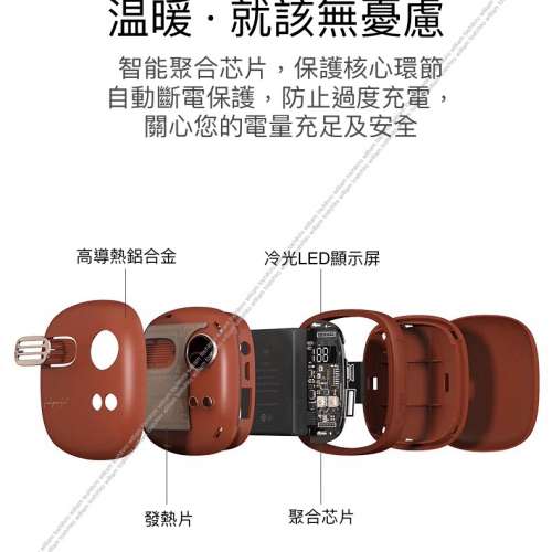 暖手器 充電寶 二合一 可 充電 手機  LED顯示 雙面發熱 恒温52℃ 可充 iphone 三星 ...