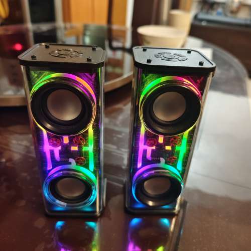 雙響機甲小鋼炮 RGB 發光藍牙喇叭一對