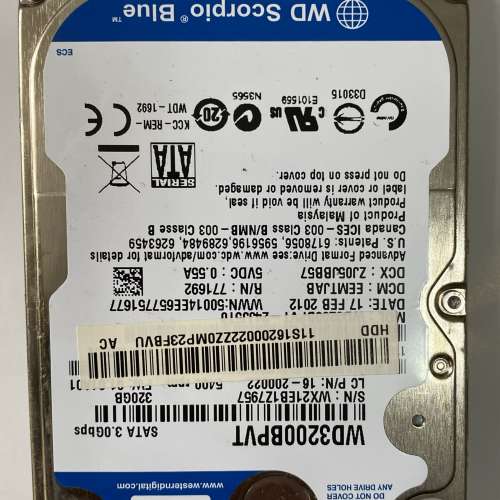 WD 2.5吋 320gb 硬碟