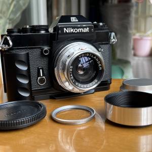 Voigtlander 35mm f/3.4+Nikomat EL black body with Metal Handle