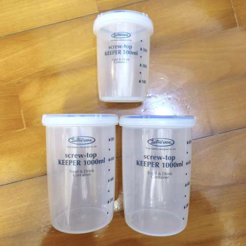 Lustro Ware Screw-Top Keeper Food & Drink Containers, 500ml, 1000ml x 2