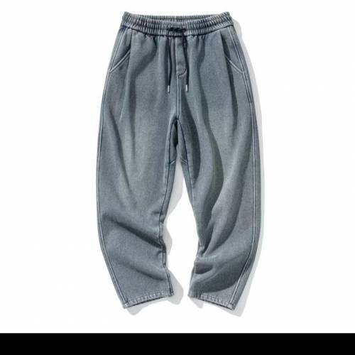 紋理休閒藍色牛仔褲男裝2XL