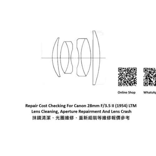 Repair Cost Checking For Canon 28mm F/3.5 II (1954) LTM Lens Cleaning