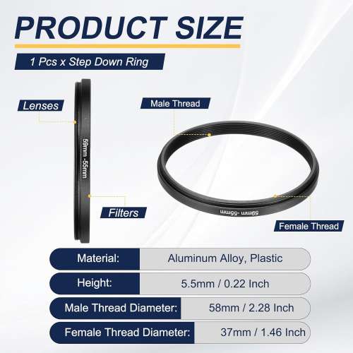 59mm - 55mm Aluminum Step Down Ring (濾鏡接環)