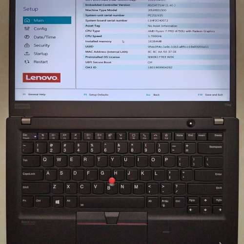 Lenovo T14s/14.0&rdquo;LED/AMD Ryzen&trade; 7 Pro4750U 1.70GHz/16GB DDR4/512GB M.2SSD/9...