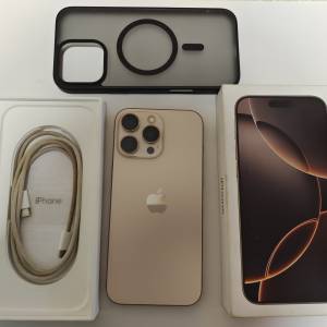 完美無花,行貨沙漠鈦色iphone 16 pro max 256gb 雙卡雙待 dual open line, 全套有...