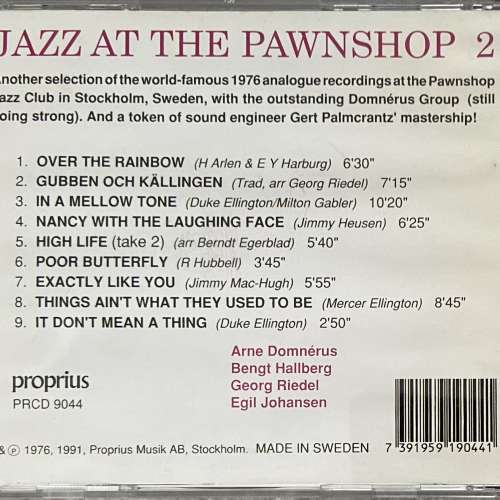 CD聖經發燒天碟 Jazz At The pawnshop 2  ,瑞典版CD